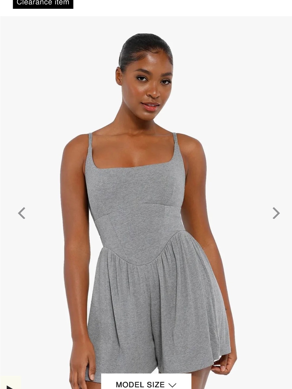 Popilush shape-wear Square Neck Grey Romper Jumpsuit